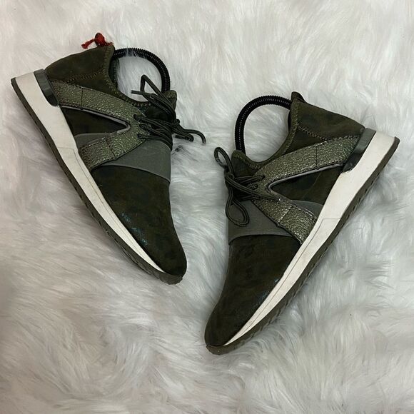 TopModa Green Leopard Print Sneakers Size 7.5 Bin 22 - Picture 4 of 12